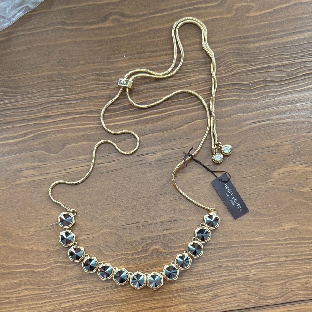 Henri Bendel Gold Necklace with Black Accents